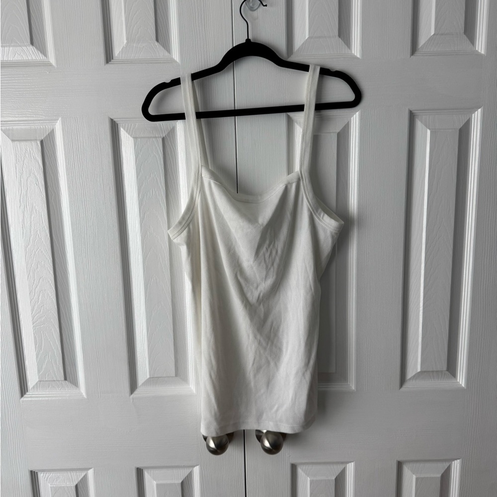 Elegant White Women's Camisole Tank Top | Ribbed | Size XXL | slim fit